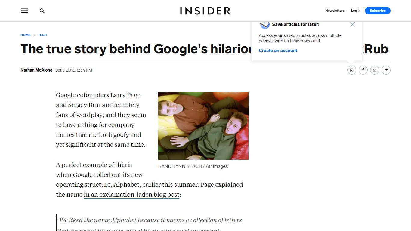 The True Story Behind Google's First Name: BackRub - Business Insider
