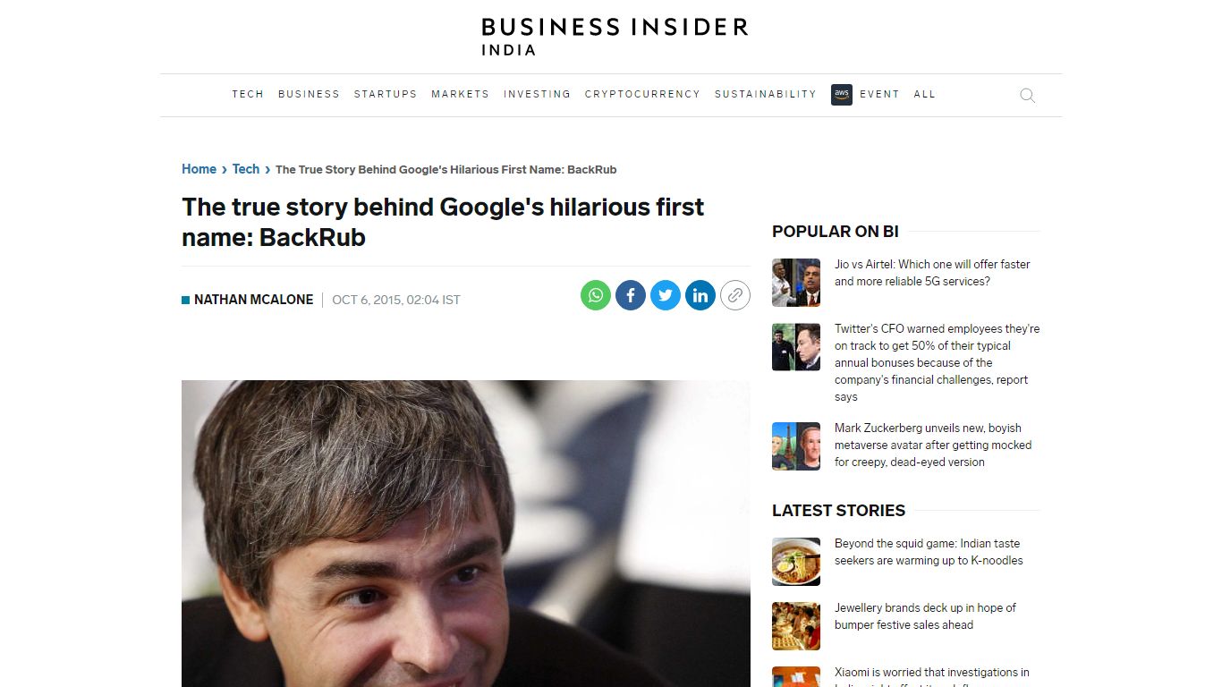 The true story behind Google's hilarious first name: BackRub